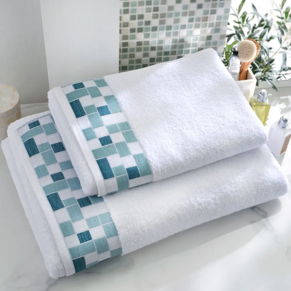 Becquet Linge de toilette décor mosaïque - 450 g/m² - CRÉATION< Serviette De Bain Fantaisie