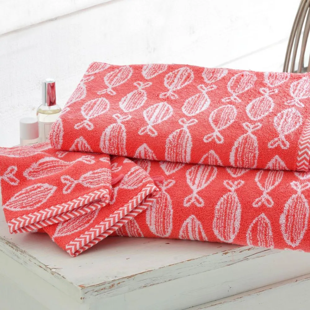 Becquet Linge de toilette double jacquard - motif poissons - 450 g/m²< Serviette De Bain Fantaisie|Les Matières