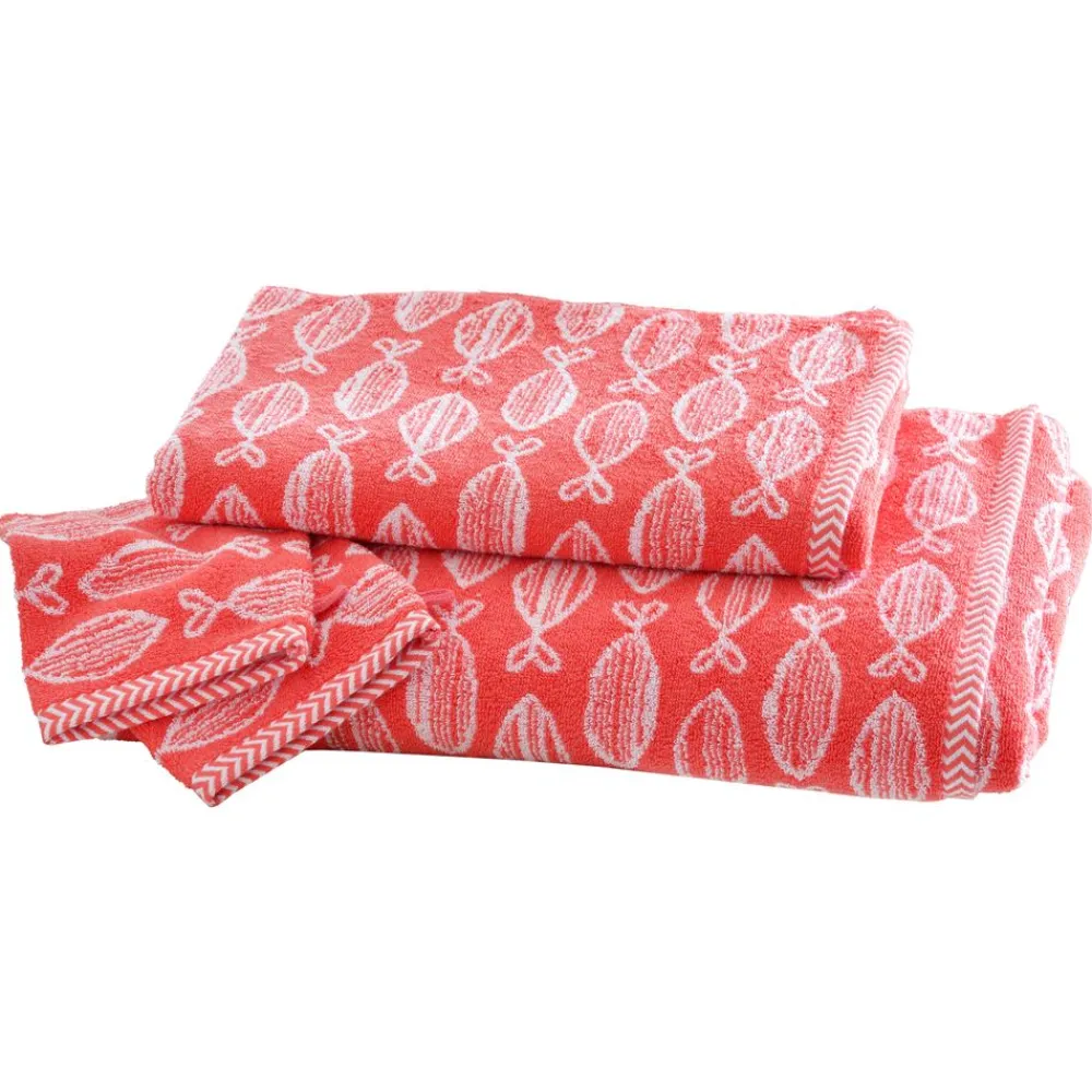 Becquet Linge de toilette double jacquard - motif poissons - 450 g/m²< Serviette De Bain Fantaisie|Les Matières