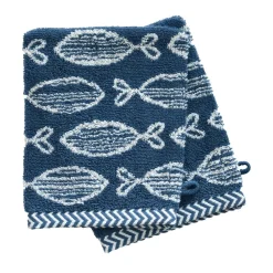Becquet Linge de toilette double jacquard - motif poissons - 450 g/m²< Serviette De Bain Fantaisie|Les Matières