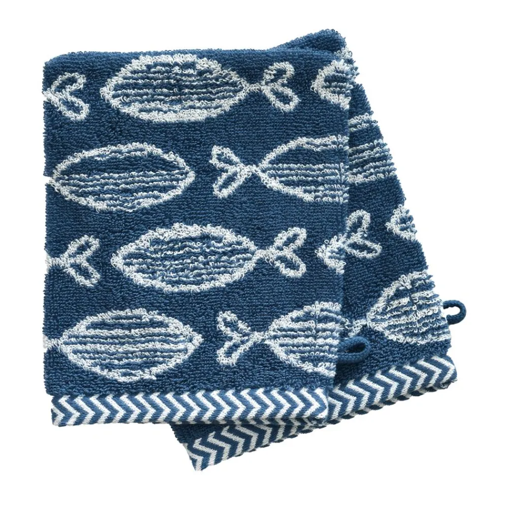 Becquet Linge de toilette double jacquard - motif poissons - 450 g/m²< Serviette De Bain Fantaisie|Les Matières