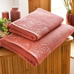 Becquet Linge de toilette liteau feuillage tropical - 450 g/m² - CRÉATION< Serviette De Bain Fantaisie|Les Matières