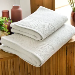 Becquet Linge de toilette liteau feuillage tropical - 450 g/m² - CRÉATION< Serviette De Bain Fantaisie|Les Matières
