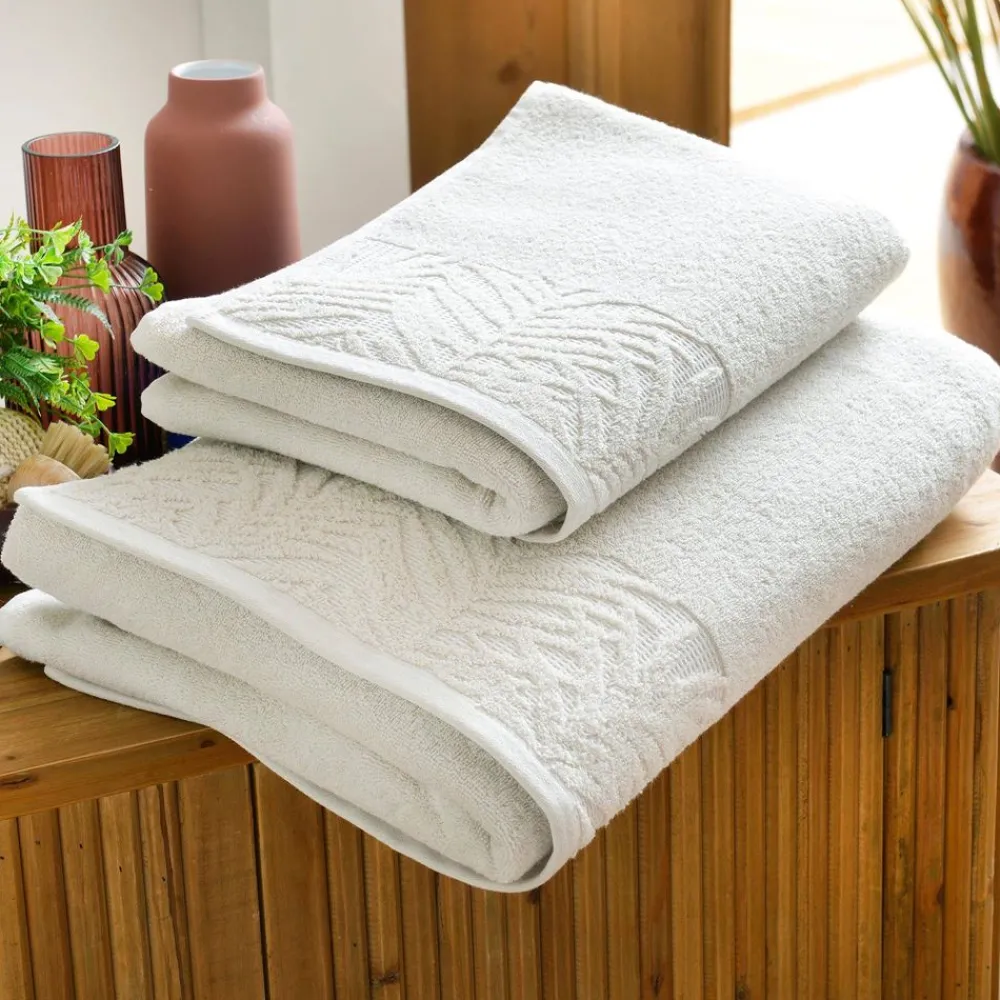 Becquet Linge de toilette liteau feuillage tropical - 450 g/m² - CRÉATION< Serviette De Bain Fantaisie|Les Matières
