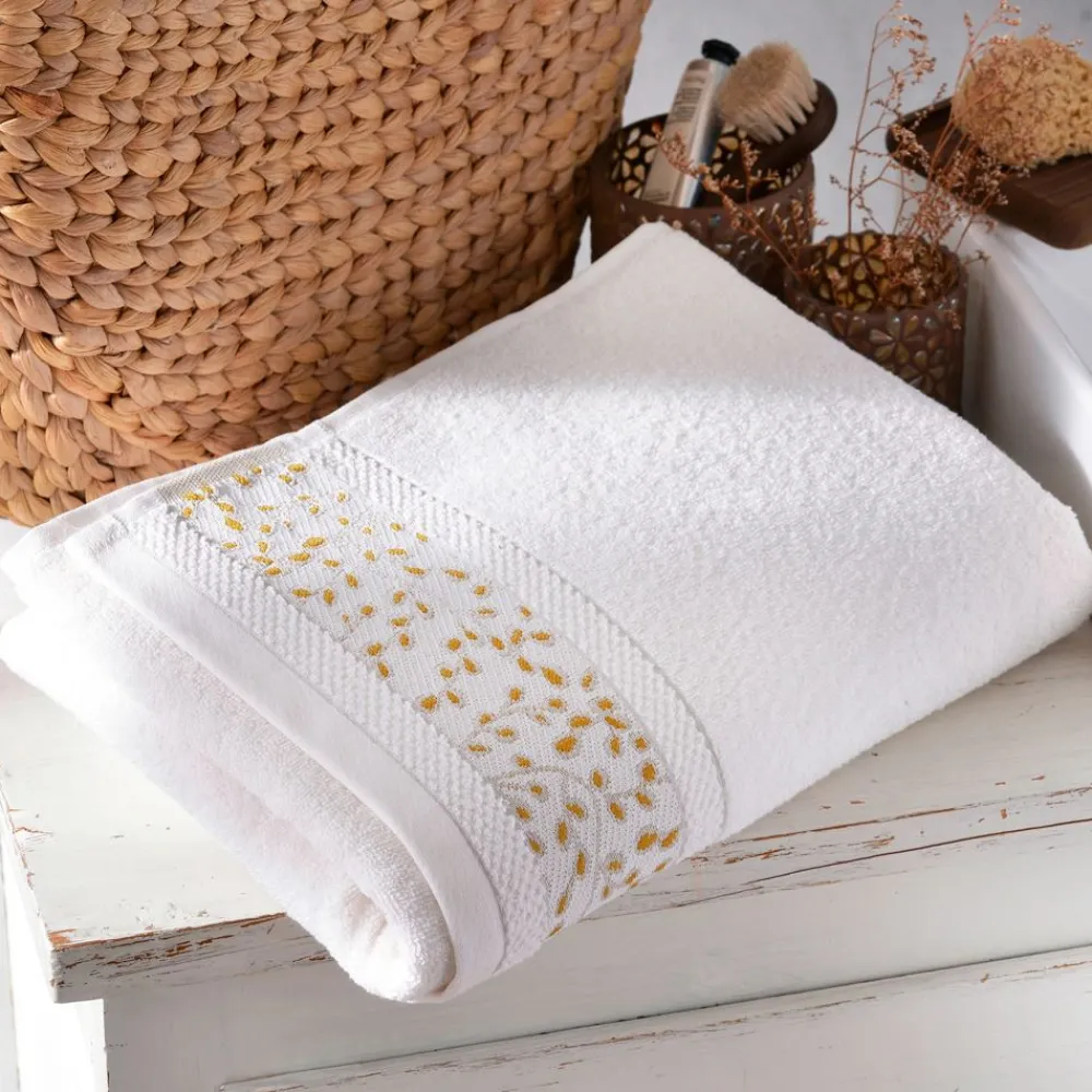 Becquet Linge de toilette liteau fleurs - 450 g/m²< Serviette De Bain Fantaisie|Les Matières