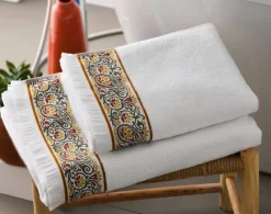 Becquet Linge de toilette liteau arabesque - 450 g/m²< Serviette De Bain Fantaisie