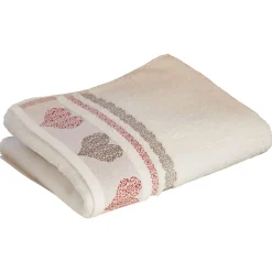 Becquet Linge de toilette motif cœurs - 450 g/m² - CRÉATION< Serviette De Bain Fantaisie|Les Matières