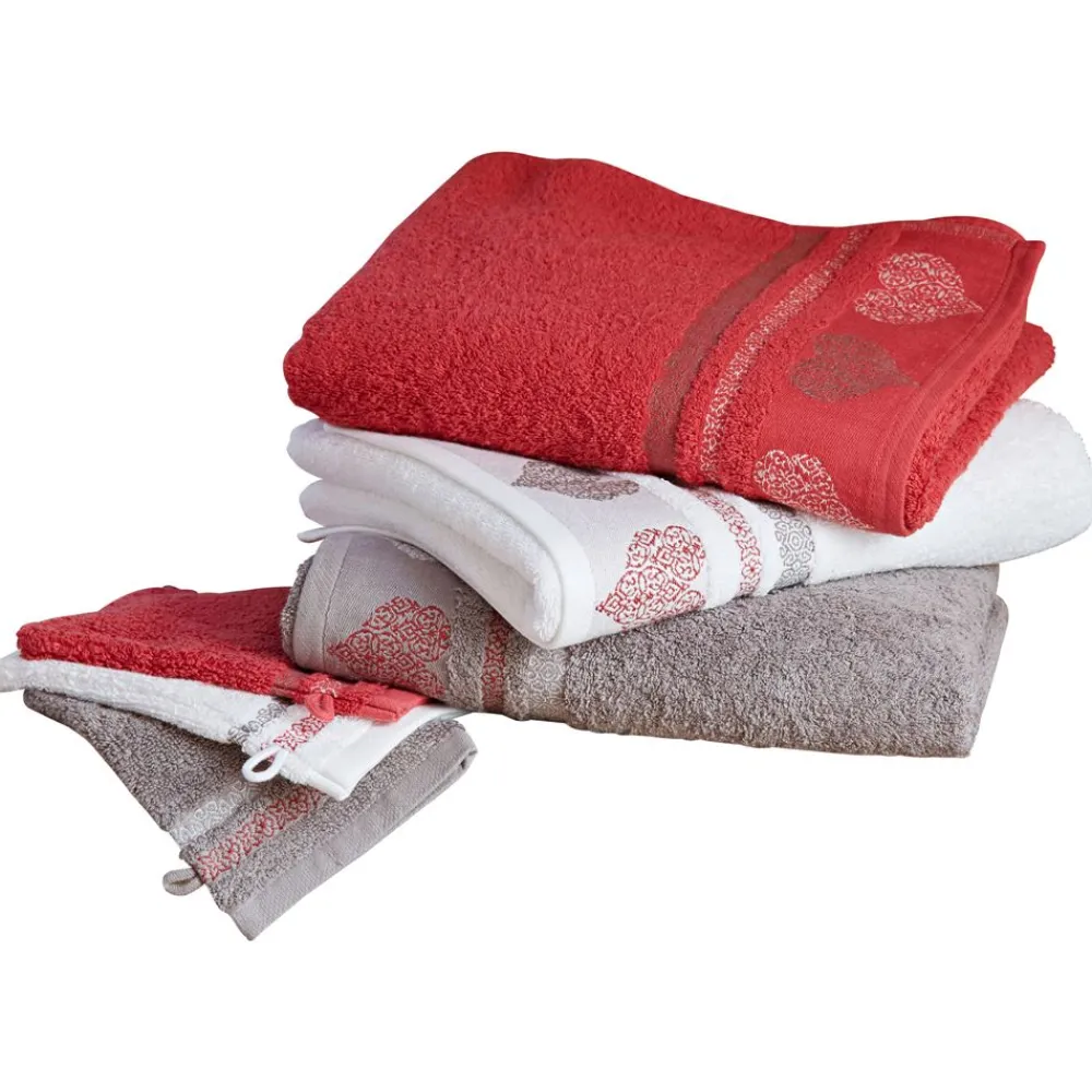 Becquet Linge de toilette motif cœurs - 450 g/m² - CRÉATION< Serviette De Bain Fantaisie|Les Matières