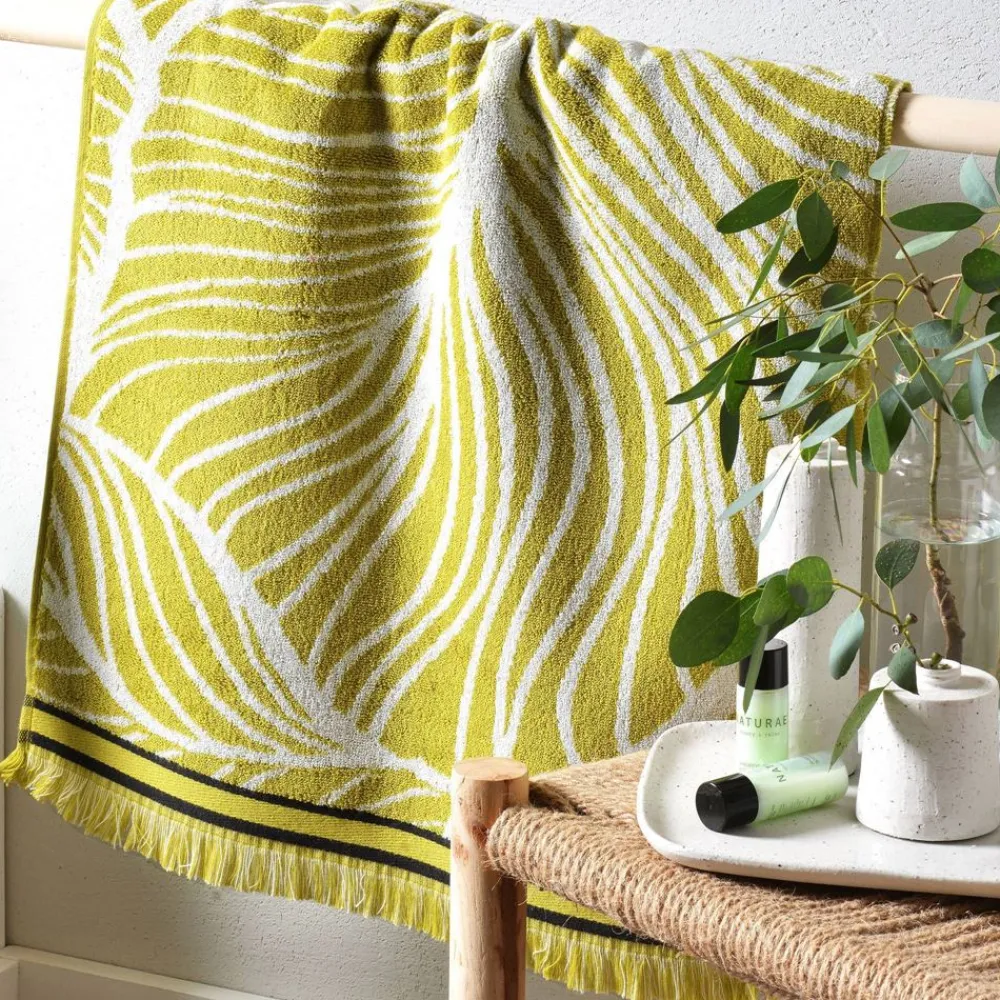 Becquet Linge de toilette motifs feuilles tropicales - 450 g/m²< Serviette De Bain Fantaisie|Les Matières