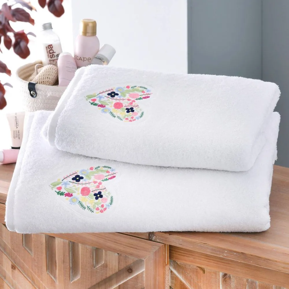 Becquet Linge de toilette patch cœur brodé - 450 g/m² - CRÉATION< Beauté, Bien-Être|Beauté, Bien-Être