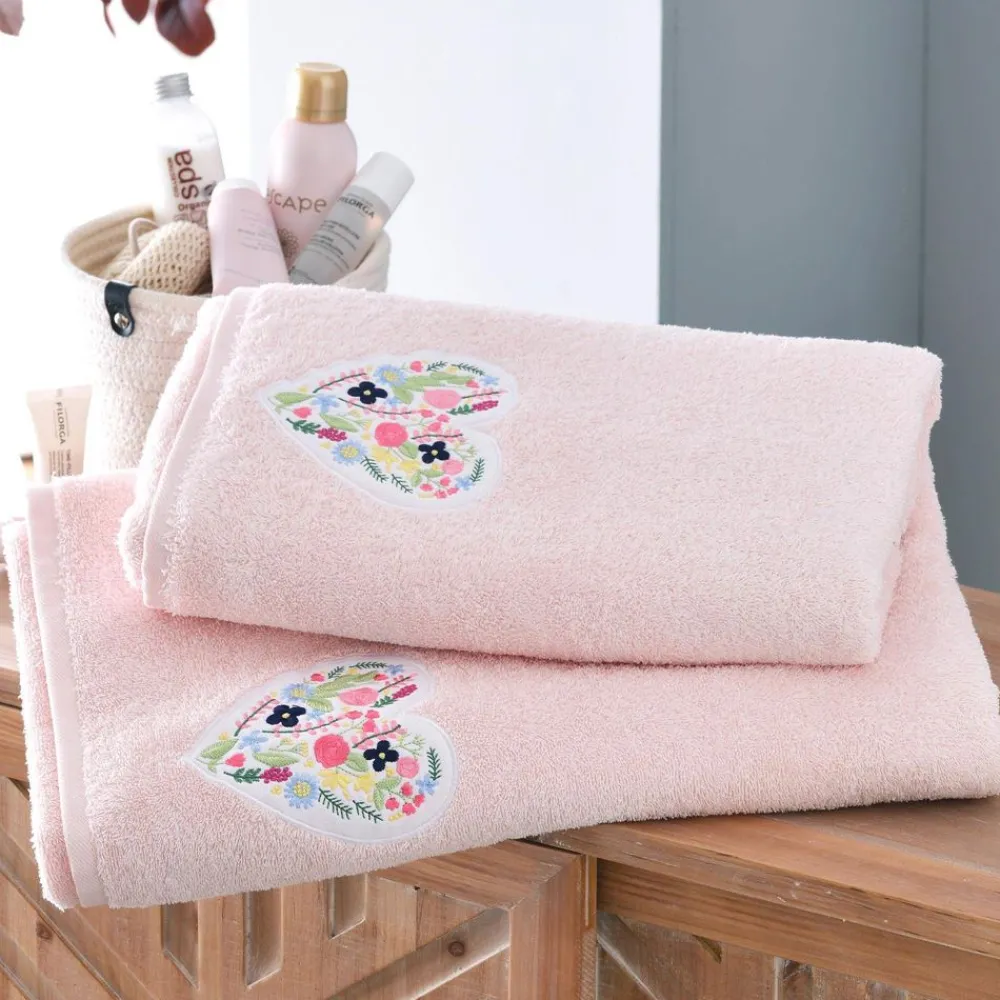 Becquet Linge de toilette patch cœur brodé - 450 g/m² - CRÉATION< Beauté, Bien-Être|Beauté, Bien-Être