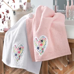 Becquet Linge de toilette patch cœur brodé - 450 g/m² - CRÉATION< Beauté, Bien-Être|Beauté, Bien-Être