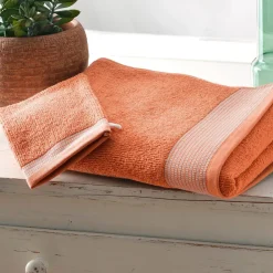 Becquet Linge de toilette éponge uni, rayure brodée - 450 g/m² - CRÉATION< Serviette De Bain Fantaisie|Serviette De Bain Unie