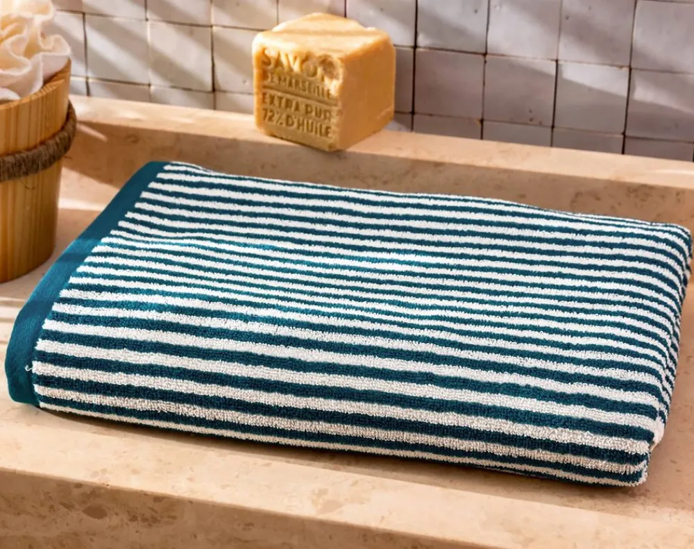 Becquet Linge de toilette rayures jacquard - 450 g/m² - CRÉATION< Serviette De Plage, Fouta|Serviette De Bain Fantaisie