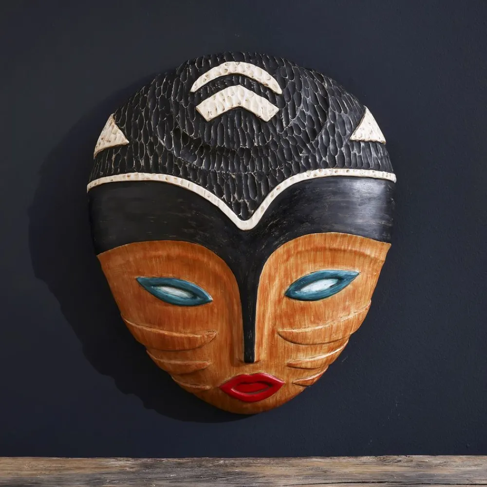 Becquet Masque africain en résine effet bois< Décoration Murale|Décoration