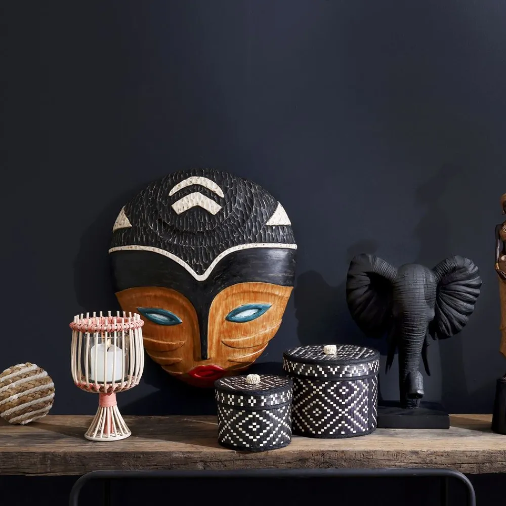 Becquet Masque africain en résine effet bois< Décoration Murale|Décoration