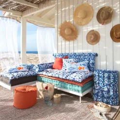 Becquet Matelas de plage enduit bleu et blanc double face< Rideau Et Déco Textile|Pouf, Matelas, Futon