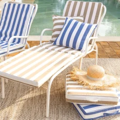 Becquet Matelas rayé d'extérieur, bain de soleil< Rideau Et Déco Textile|Pouf, Matelas, Futon