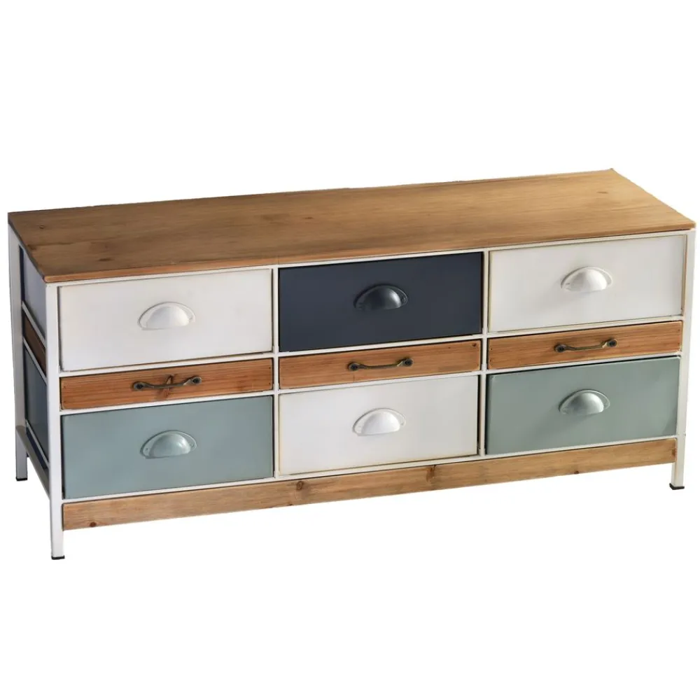 Becquet Meuble bas 9 tiroirs bois et métal< Meuble, Étagère|Décoration