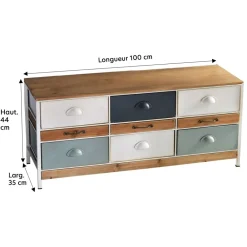 Becquet Meuble bas 9 tiroirs bois et métal< Meuble, Étagère|Décoration
