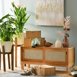 Becquet Meuble bas bois et cannage< Meuble, Étagère|Décoration
