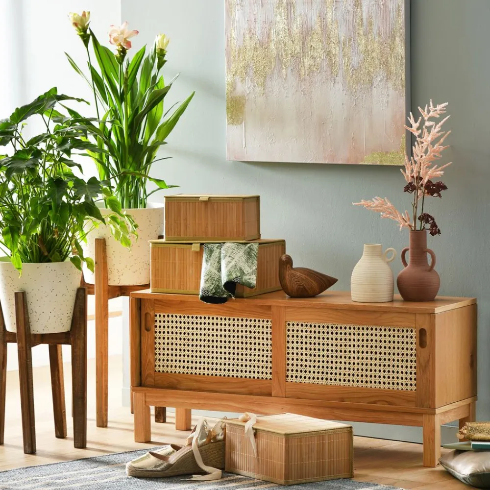 Becquet Meuble bas bois et cannage< Meuble, Étagère|Décoration