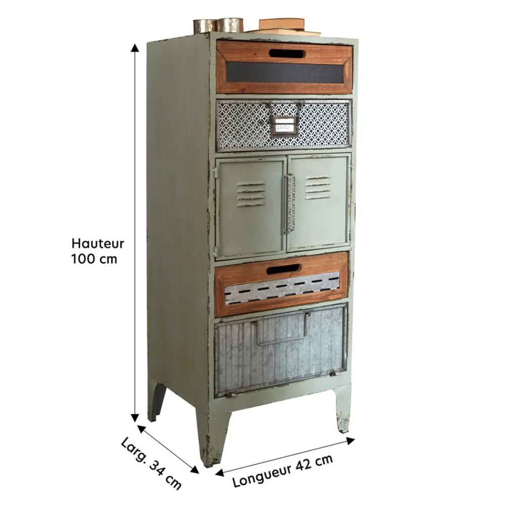 Becquet Meuble colonne esprit semainier métal et bois< Meuble, Étagère|Décoration