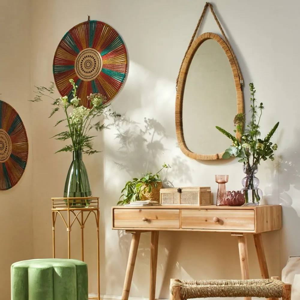 Becquet Miroir en bambou< Décoration Murale|Décoration
