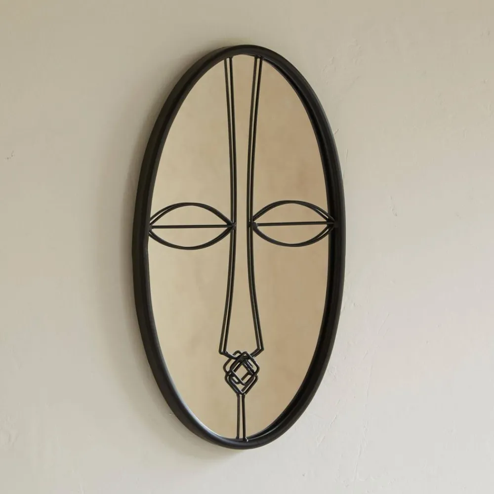 Becquet Miroir ovale décor ethnique< Décoration Murale|Décoration