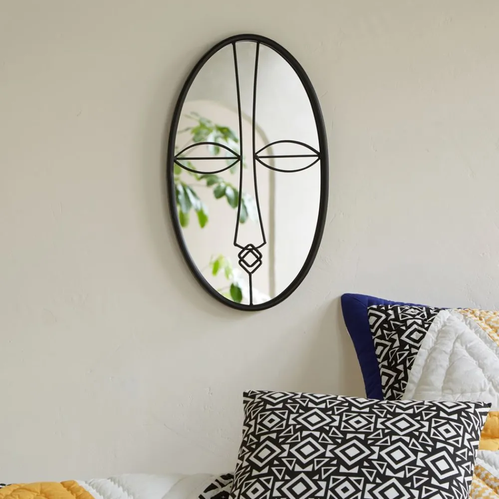 Becquet Miroir ovale décor ethnique< Décoration Murale|Décoration