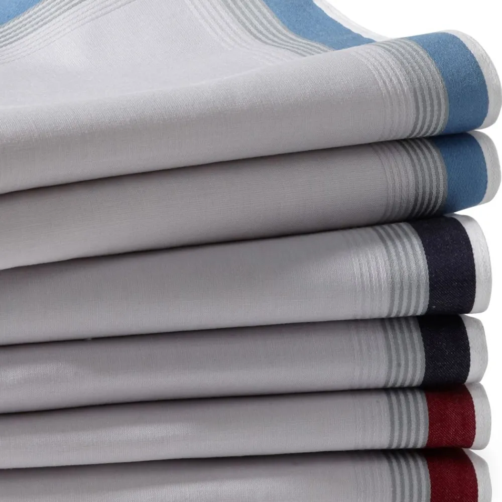 Becquet Mouchoirs tissu coton jumel bande encadrée - Lot de 6< Mouchoir En Tissu|Les Matières