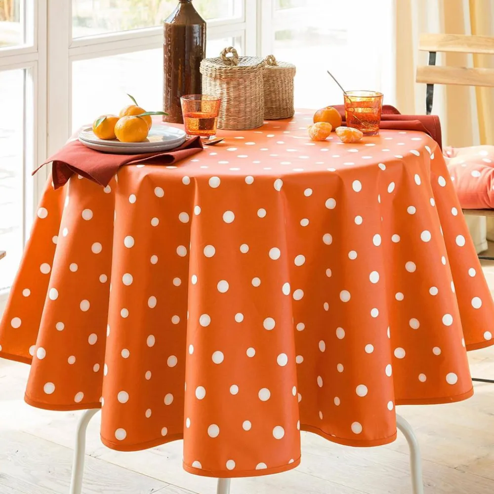 Becquet Nappe coton enduit à pois - CRÉATION< Toile Cirée|Les Matières