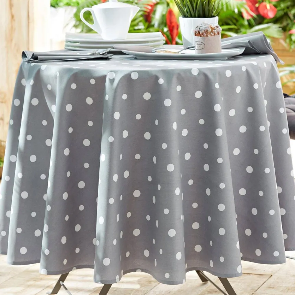 Becquet Nappe coton enduit à pois - CRÉATION< Toile Cirée|Les Matières