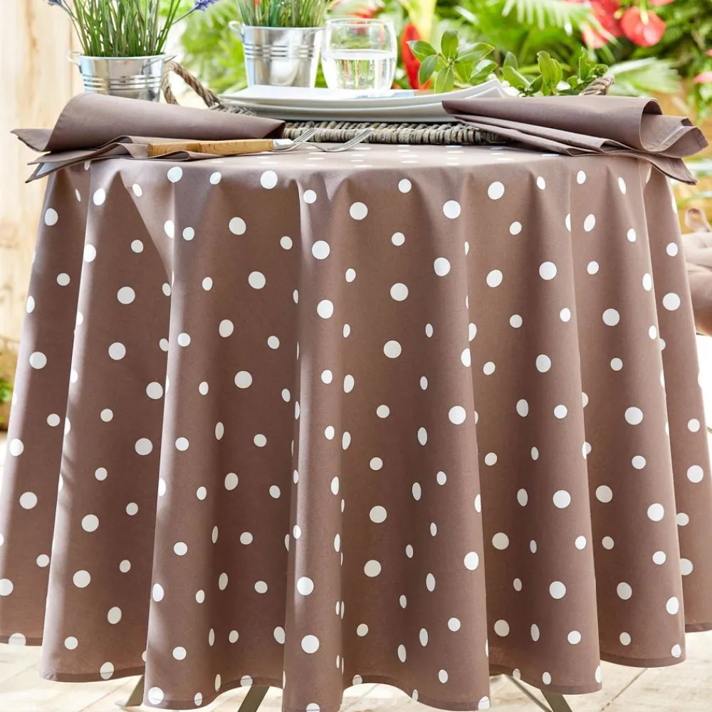 Becquet Nappe coton enduit à pois - CRÉATION< Toile Cirée|Les Matières