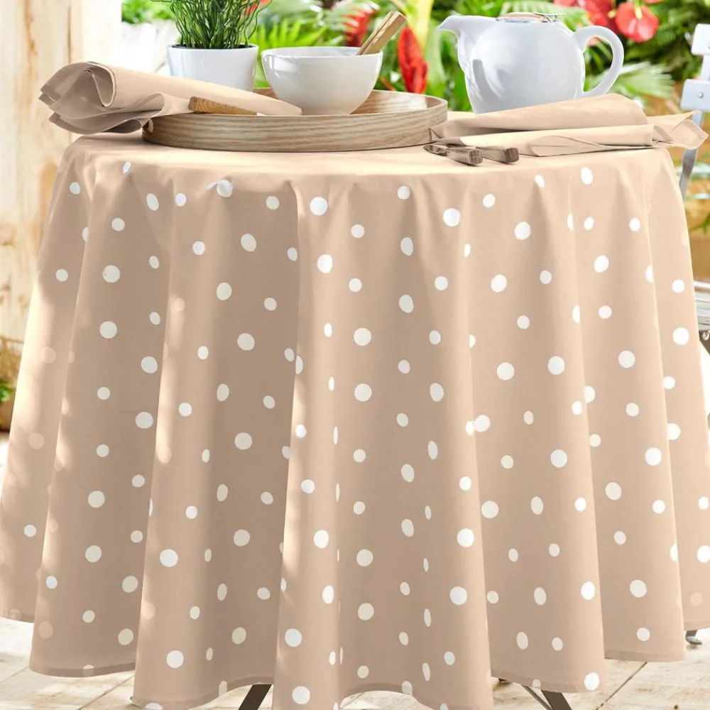 Becquet Nappe coton enduit à pois - CRÉATION< Toile Cirée|Les Matières