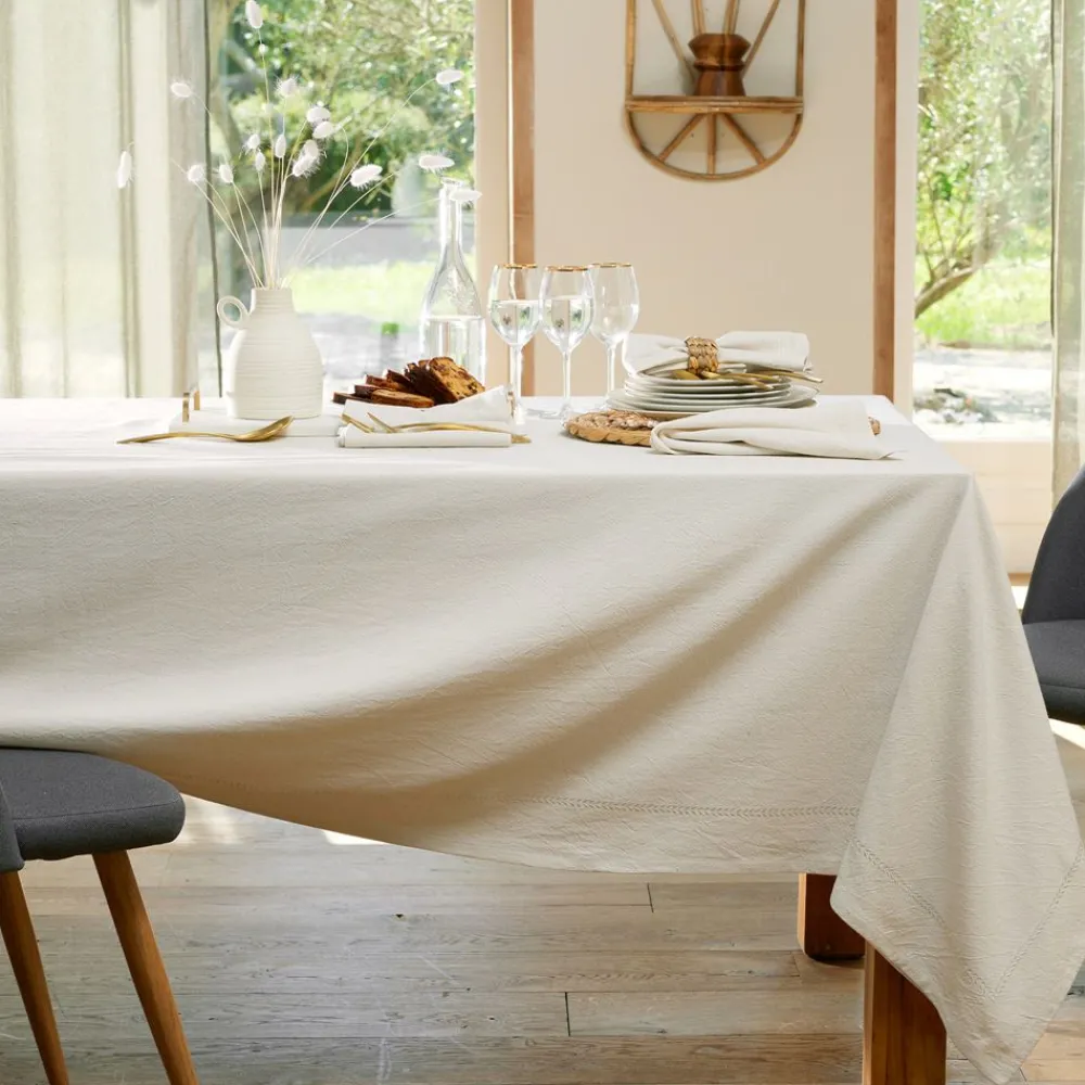 Becquet Nappe coton lavé brodé - CRÉATION< Les Matières