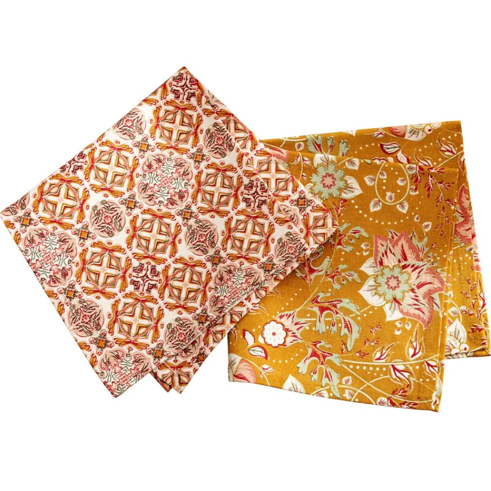 Becquet Nappe coton traitée antitache imprimé fleurs/mosaïque - CRÉATION< Nappe Fantaisie