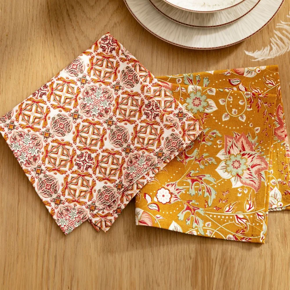 Becquet Nappe coton traitée antitache imprimé fleurs/mosaïque - CRÉATION< Nappe Fantaisie