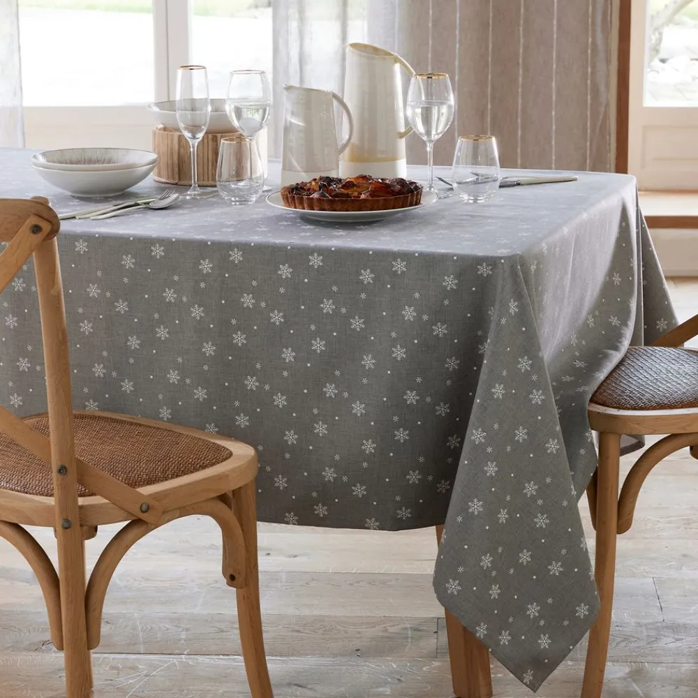 Becquet Nappe effet chiné imprimé flocons< Nappe Fantaisie