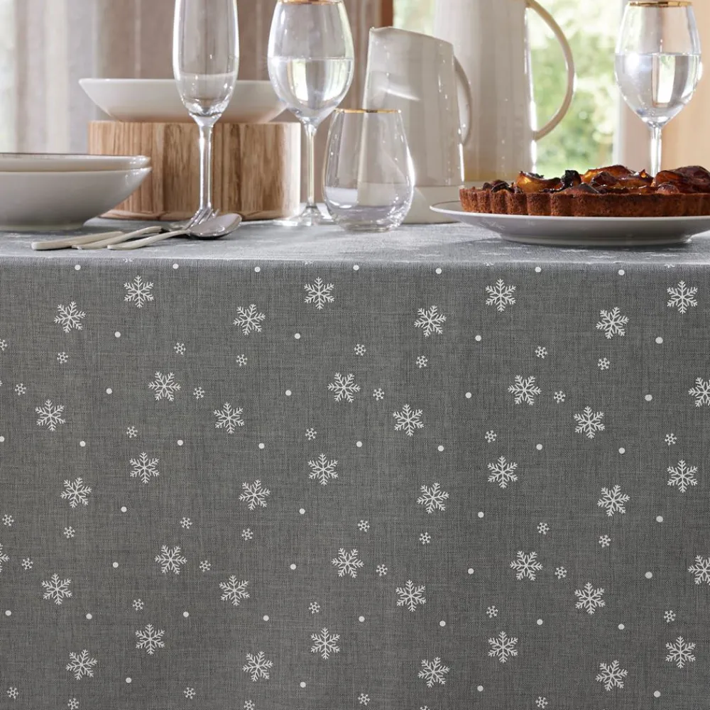 Becquet Nappe effet chiné imprimé flocons< Nappe Fantaisie