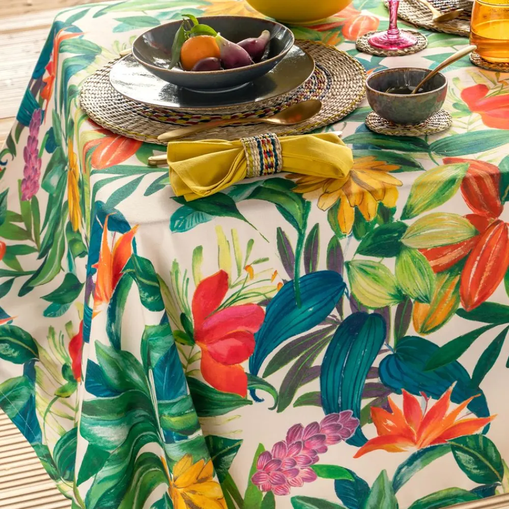 Becquet Nappe en coton antitache motif tropical< Nappe Fantaisie|Les Matières