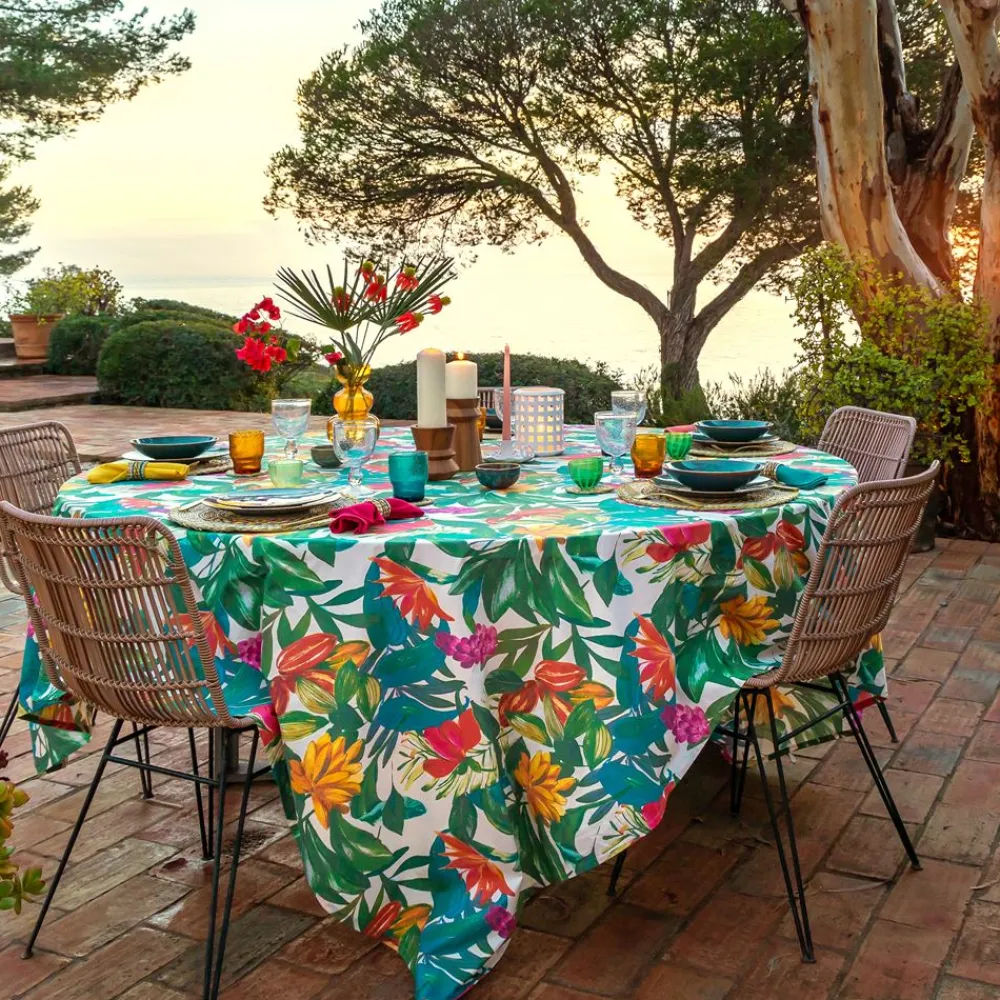 Becquet Nappe en coton antitache motif tropical< Nappe Fantaisie|Les Matières