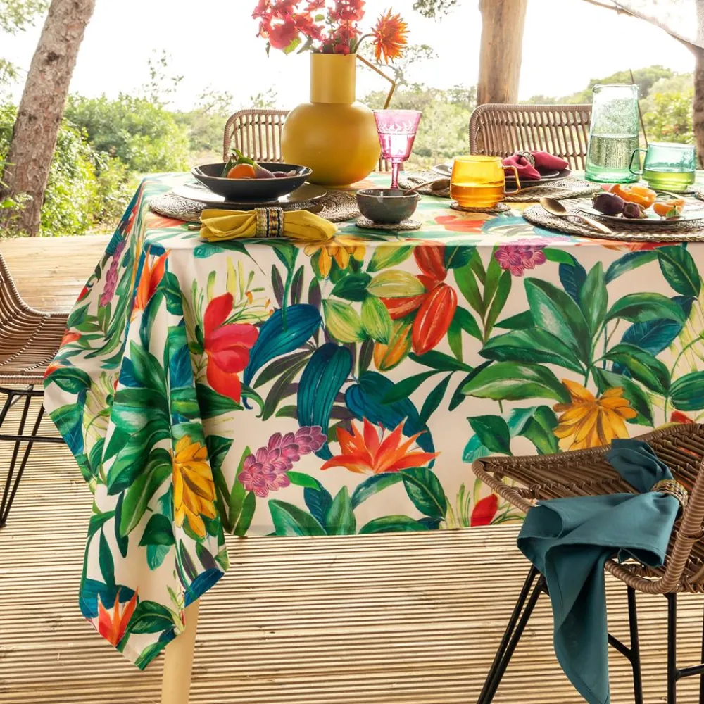 Becquet Nappe en coton antitache motif tropical< Nappe Fantaisie|Les Matières