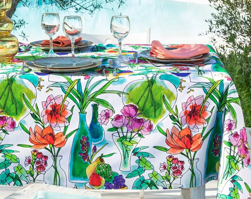 Becquet Nappe en coton imprimé fleurs - CRÉATION< Nappe Fantaisie