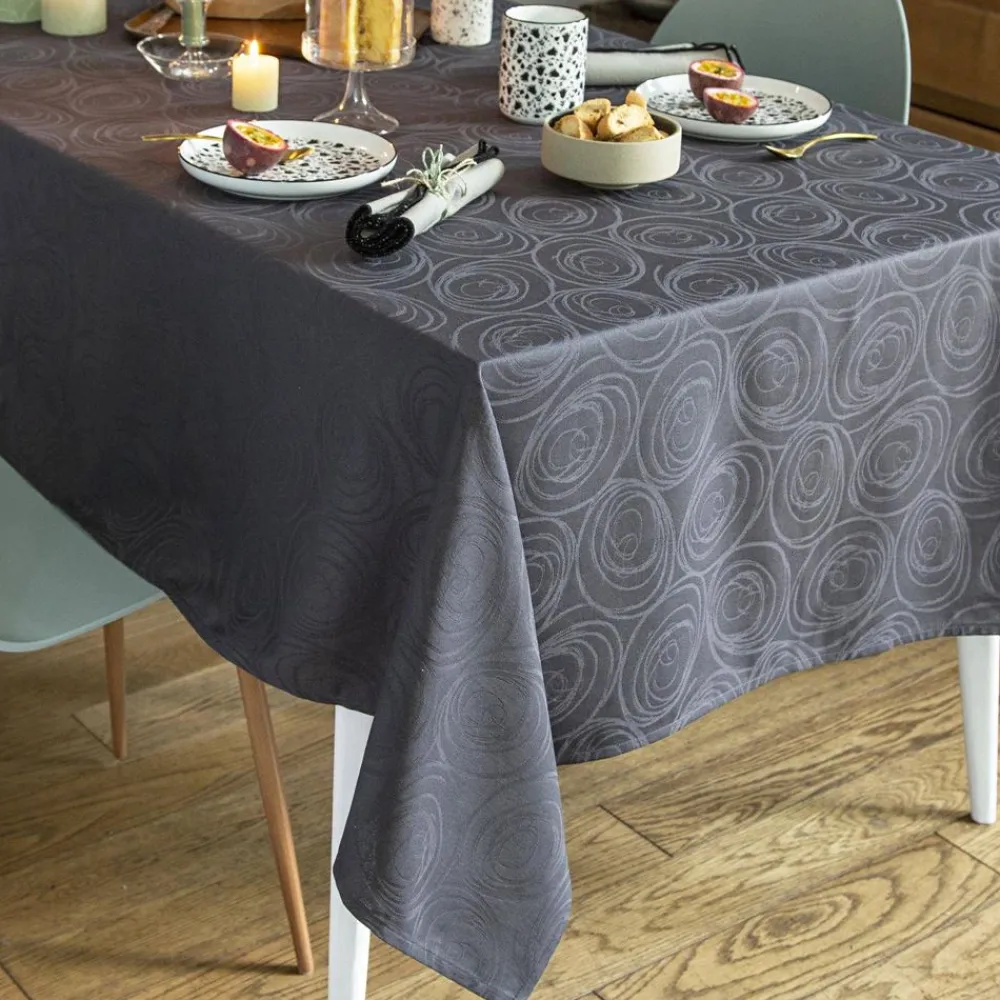Becquet Nappe en coton tissée jacquard motifs spirales< Nappe Unie|Les Matières