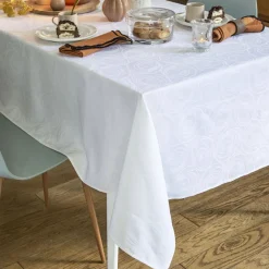Becquet Nappe en coton tissée jacquard motifs spirales< Nappe Unie|Les Matières