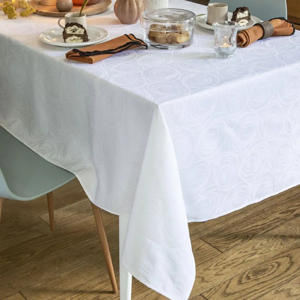 Becquet Nappe en coton tissée jacquard motifs spirales< Nappe Unie|Les Matières