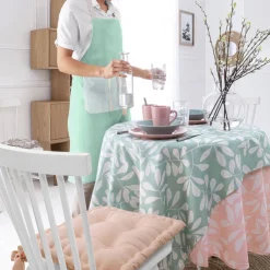 Becquet Nappe enduite motif feuilles< Nappe Fantaisie