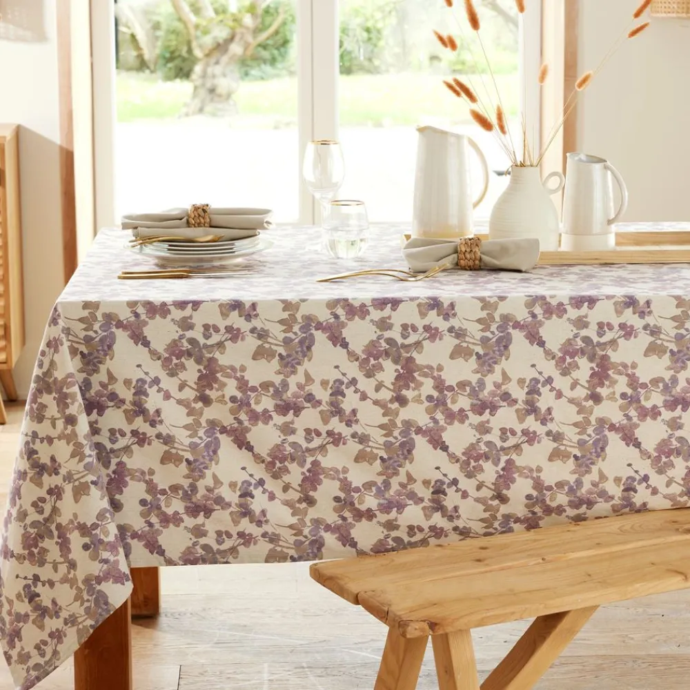 Becquet Nappe lin et coton motif fleurs - CRÉATION< Nappe Fantaisie|Les Matières