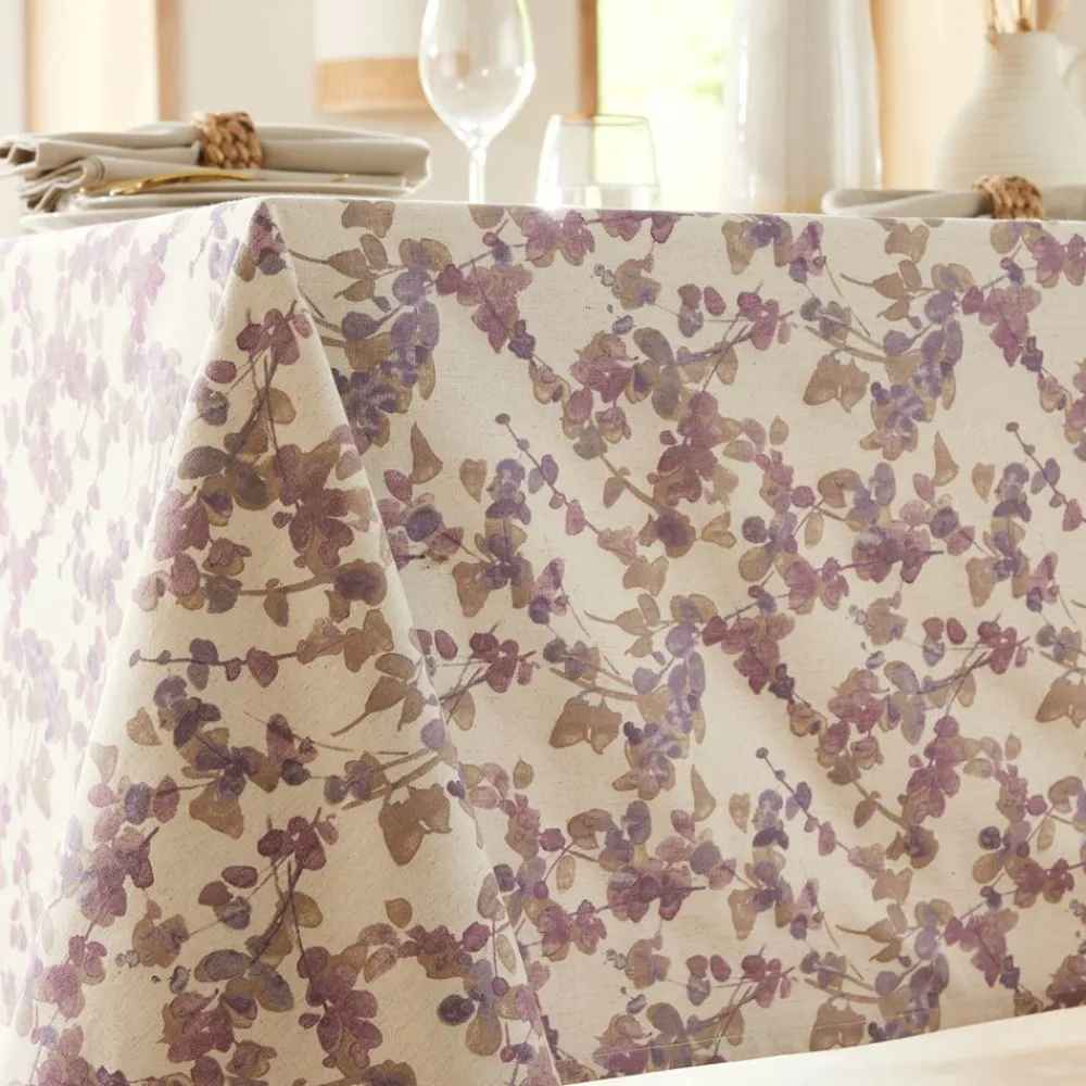 Becquet Nappe lin et coton motif fleurs - CRÉATION< Nappe Fantaisie|Les Matières